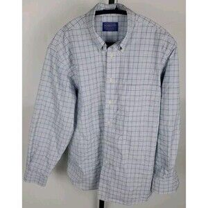 Pendleton Metro Shirt Mens Large Blue Plaid Flannel Cotton Long Sleeve